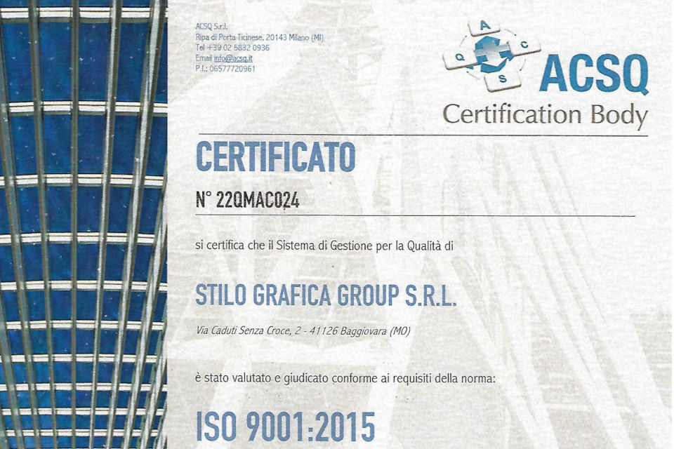Scopri di più sull'articolo AZIENDA CERTIFICATA ISO 9001:2015