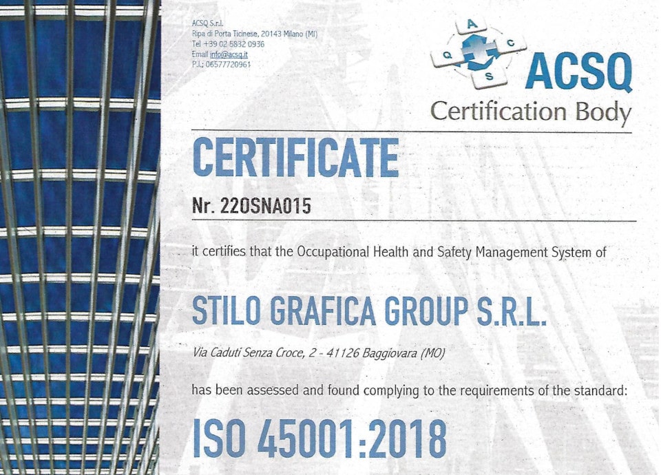 Read more about the article CERTIFICATE COMPANY ISO 45001:2018