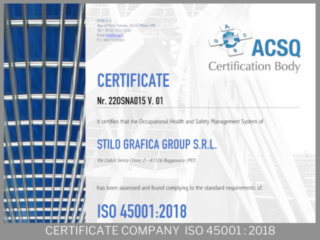 Read more about the article CERTIFICATE COMPANY ISO 45001:2018